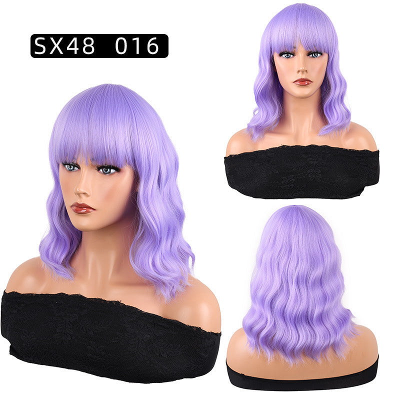 Corn Curler Headband Bangs Fiber Water Wig Short Curly Hair
