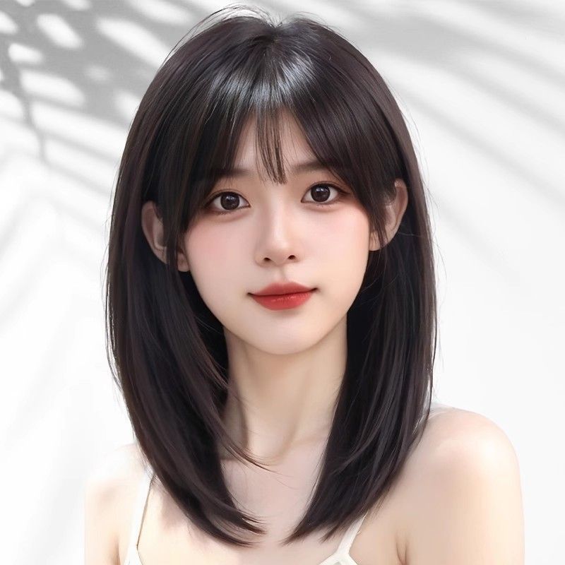 Women's Natural Layer Style Collarbone Length Haircut Real Hair Wig