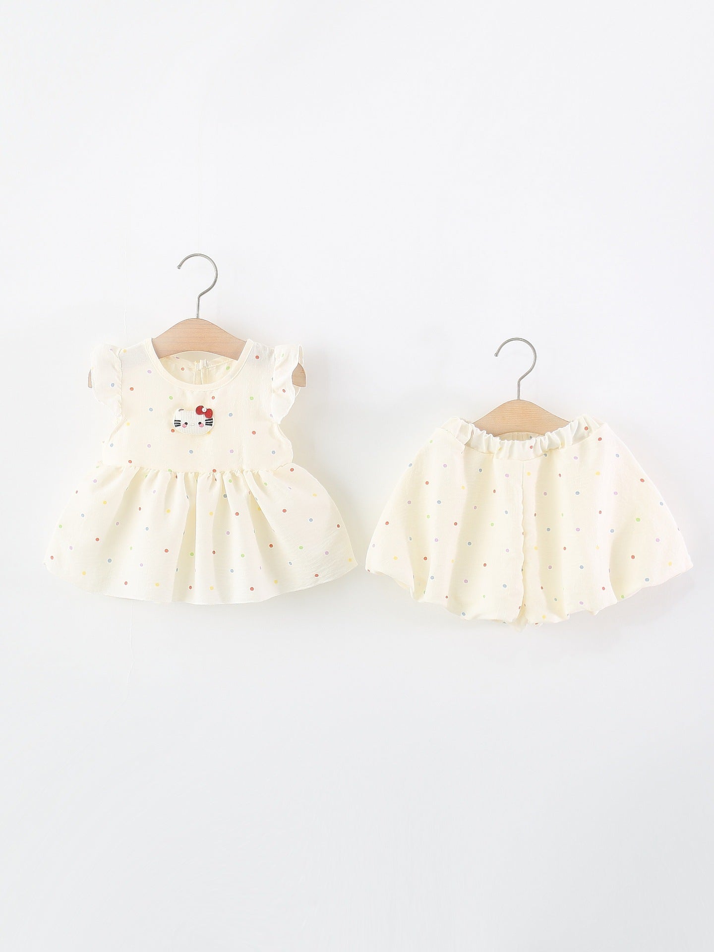 Children's Summer Cartoon Color Polka Dot Shorts Two-piece Set Children's Suit