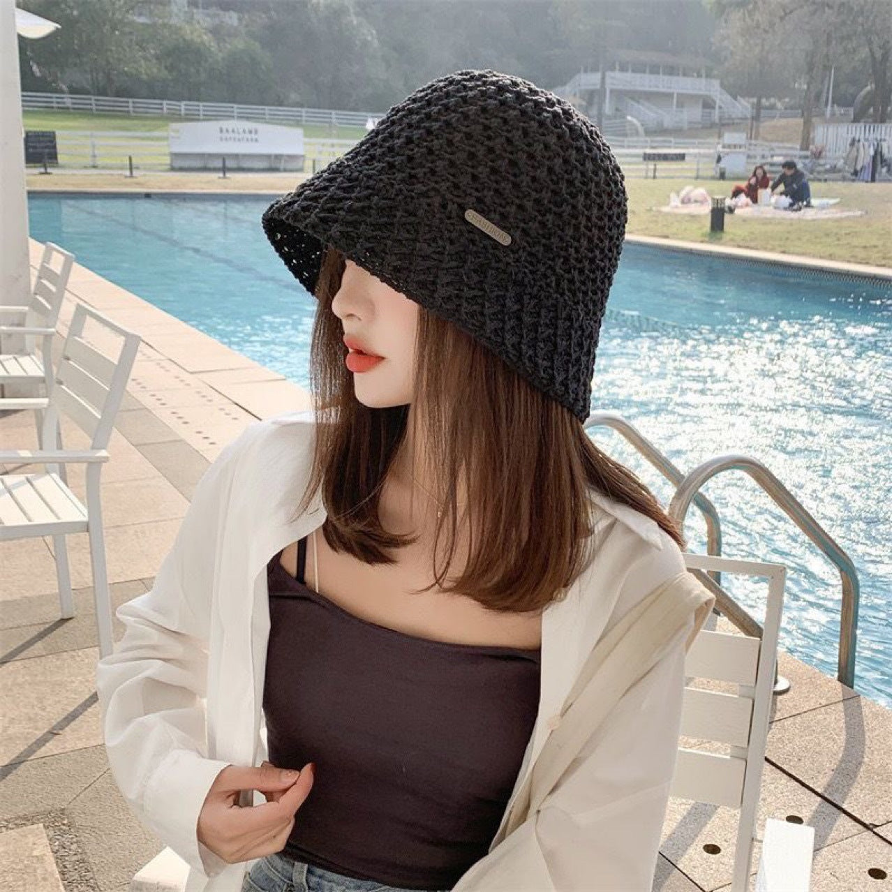 Bucket Hat One-piece Hollow Fashionable Thin Other Wig