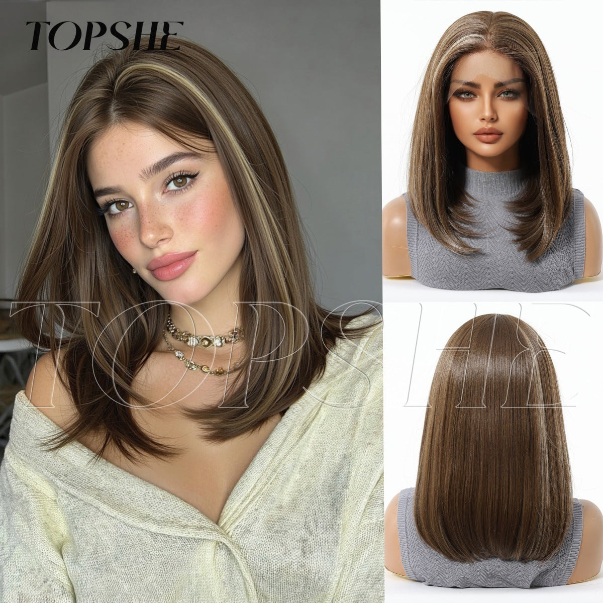 Beautiful Lace Female Dark Brown Summer Wig Short Straight Hair