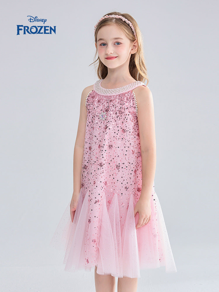 Children's Disney Clothing Princess Elsa Summer Sleeveless Tulle Skirt Middle Big Children's Dress