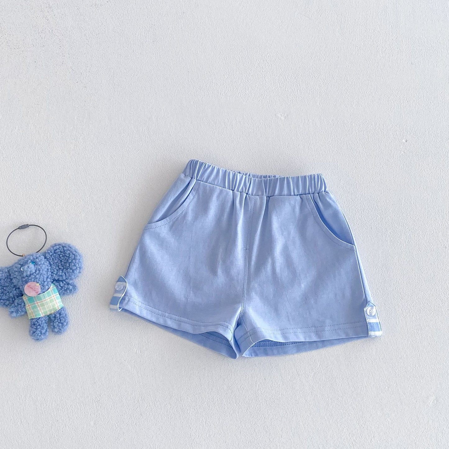 Men's & Children's Style Labeling T-shirt Trendy Shirt Solid Color Shorts Children's Suit
