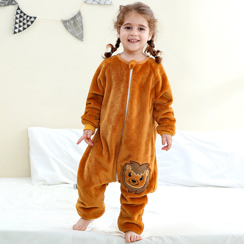 Children's Cute Flannel Jumpsuit Infant Toddler Cartoon Crawling Christmas Jumpsuit, Climbing Suit
