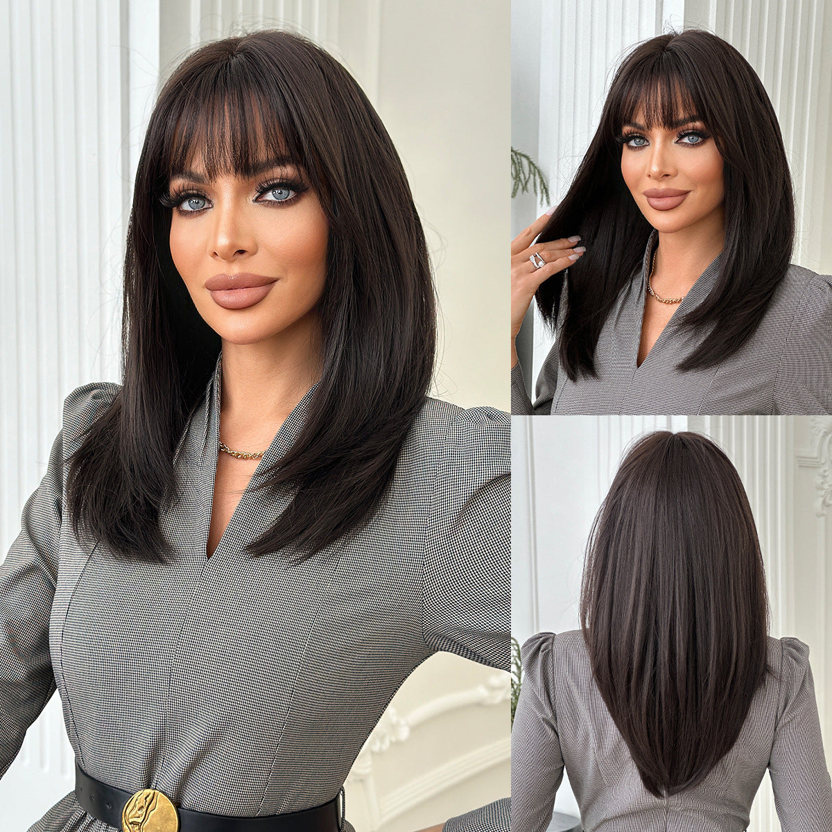 Women's Natural Hair High-level Artificial Hairstyle Bangs Long Straight Wig