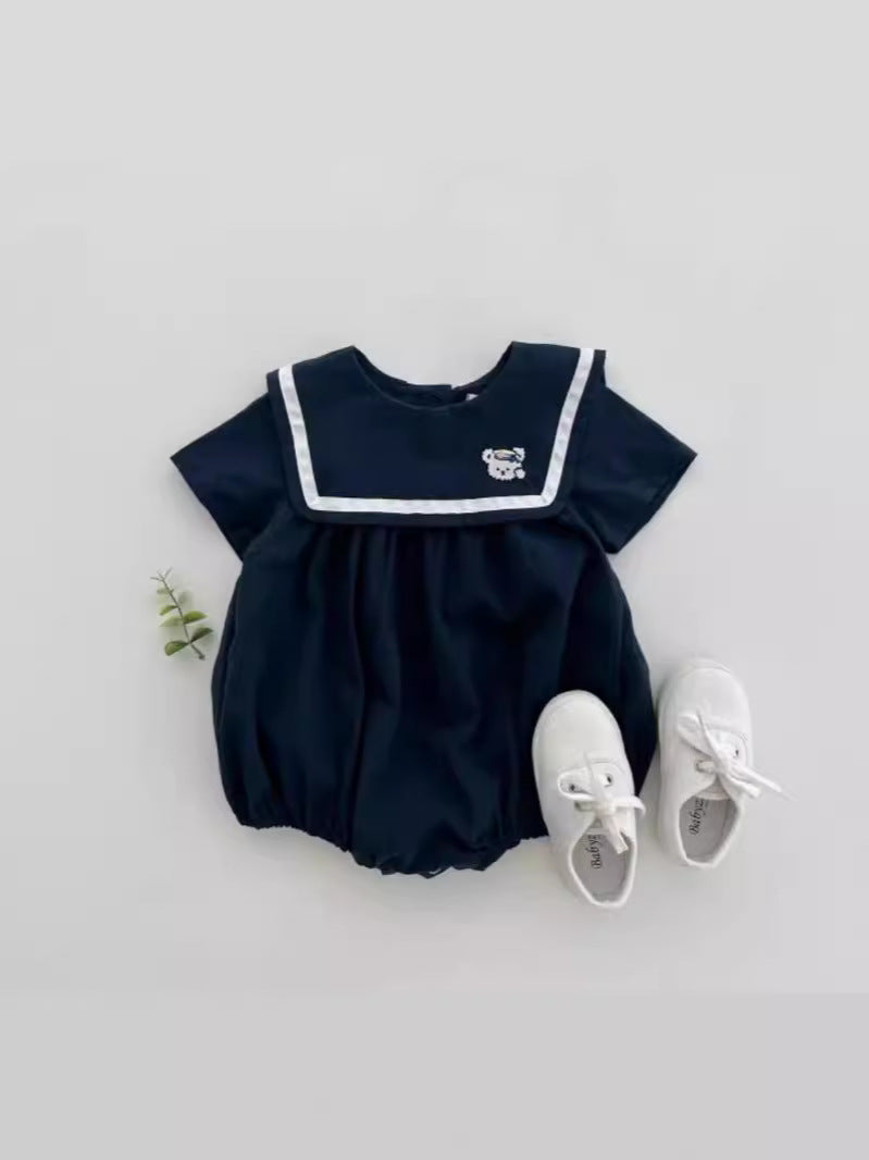 Cute Sailor Collar Short-sleeved Rompers Summer College Style Jumpsuit, Climbing Suit