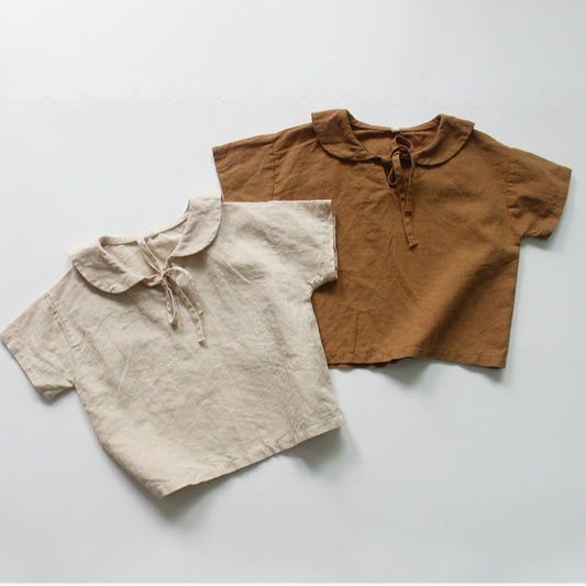 Shirt Korean Style Solid Color Polo Collar Fresh Children's T-shirt
