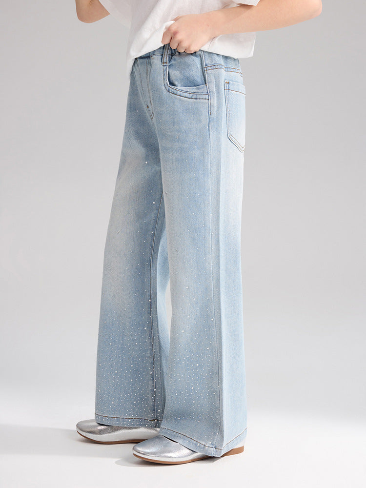Children's Summer Wear Trousers Slimming Rhinestone Skinny Children's Pants