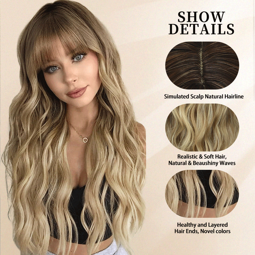 Gradient Color Curly Female Chemical Fiber Wig Long Curls