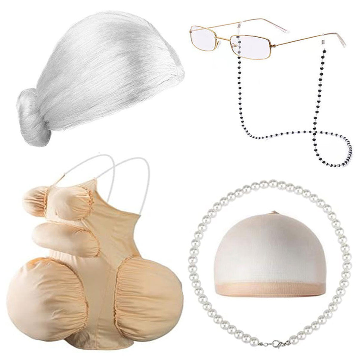 Fake Fat Belly School Day Role Play Dress Cos Wig
