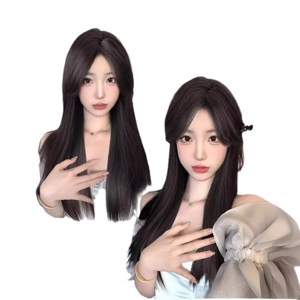 Mid-length Hair Natural Simulation People Full Long Straight Wig