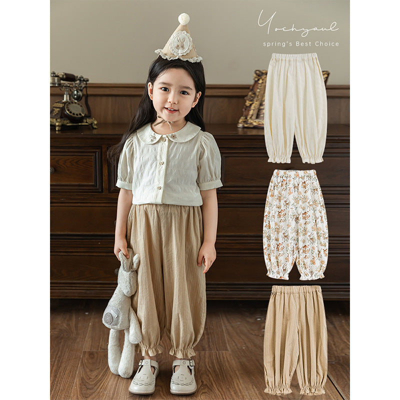 Mori Style Rabbit Lantern Summer Childlike Cute Jacquard Casual Children's Pants