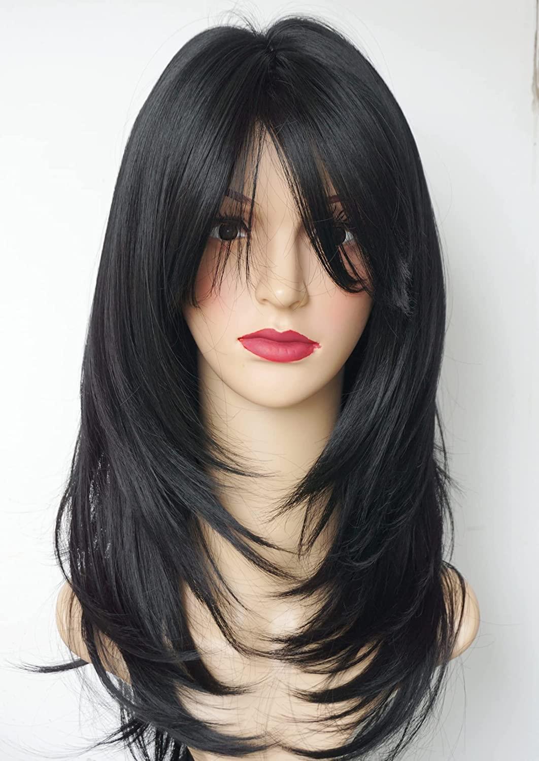 Women's Fashion Synthetic Wigs Brown Straight Hair Wig Long Curls