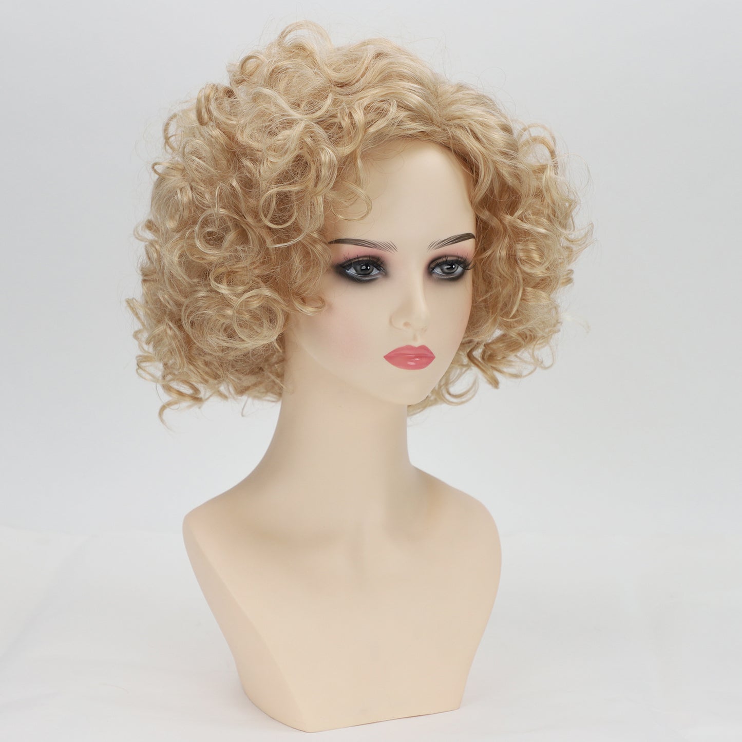 Fashion Elegant Golden Small Synthetic Wigs Wig Short Curly Hair