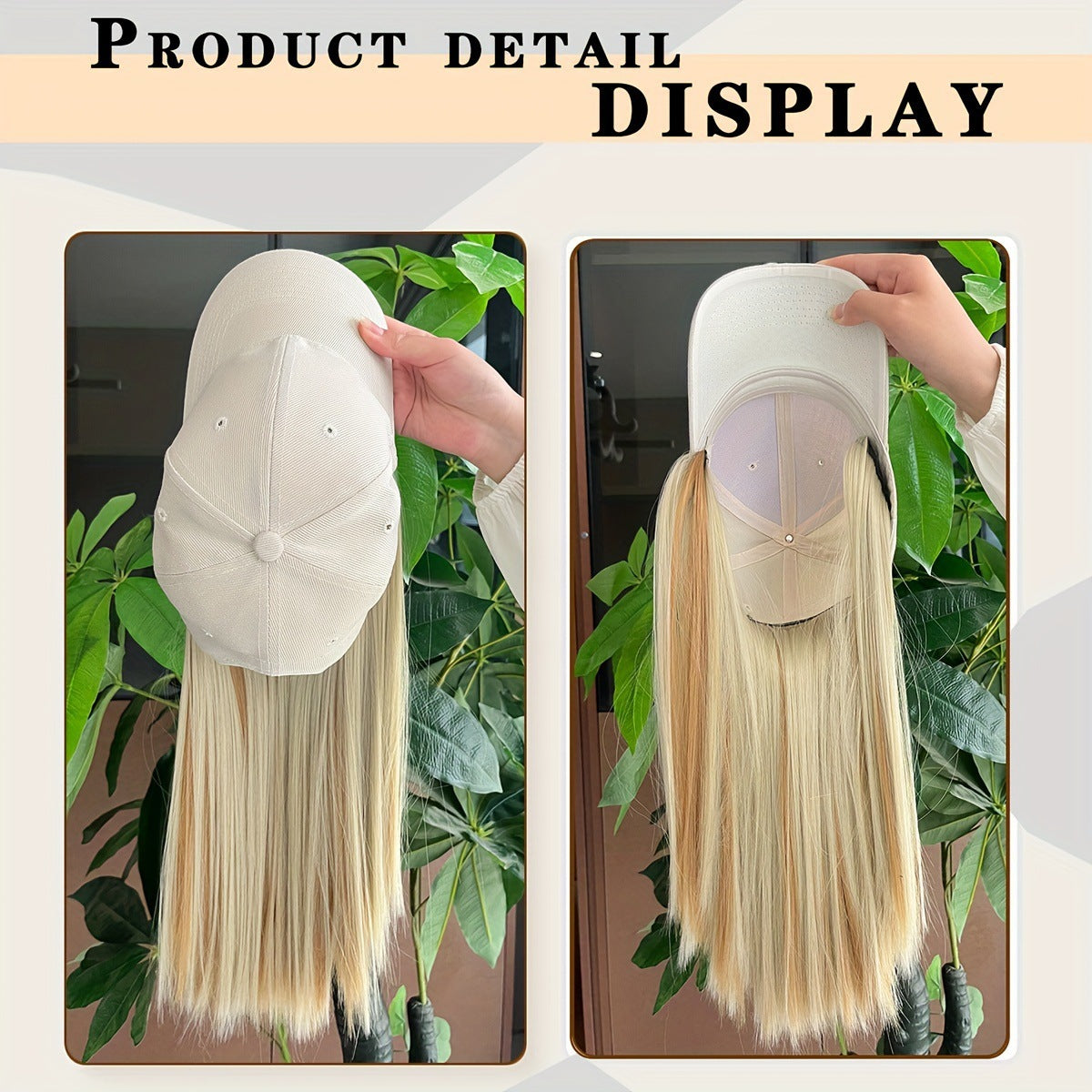 One Female Hair Fashion Peaked Cap Long Straight Wig