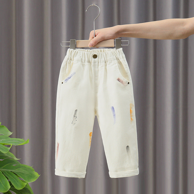 Children's Jeans Spring Clothes Leisure Ruffle Handsome Children's Pants