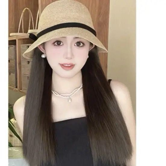 Women's Integrated Curly Hair Summer Fashion Woven Fisherman Big Wig Long Curls