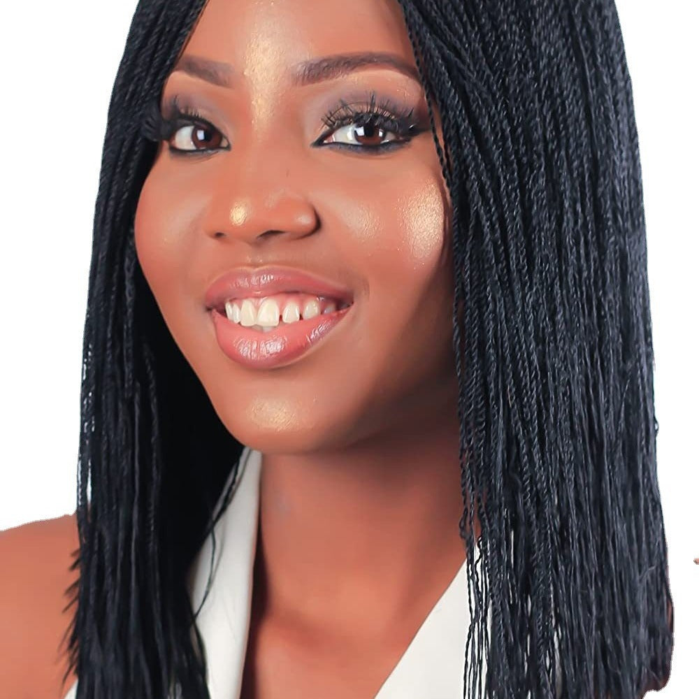 Women's African Braid Synthetic Wigs Black Wig Short Straight Hair