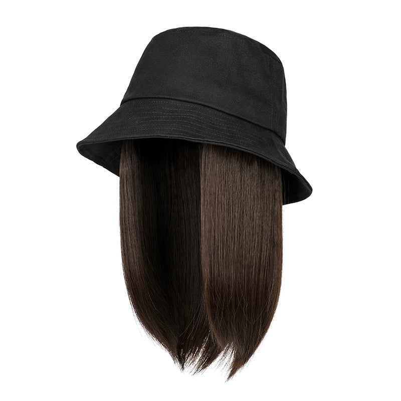 Women's Hat Detachable Fashion Summer Breathable Peaked Cap Long Straight Wig