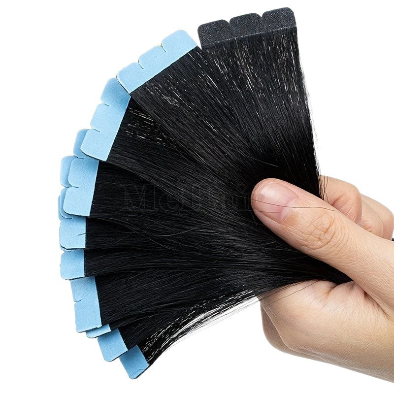 Comfortable Real Hair Seamless Extension Film Long Straight Wig