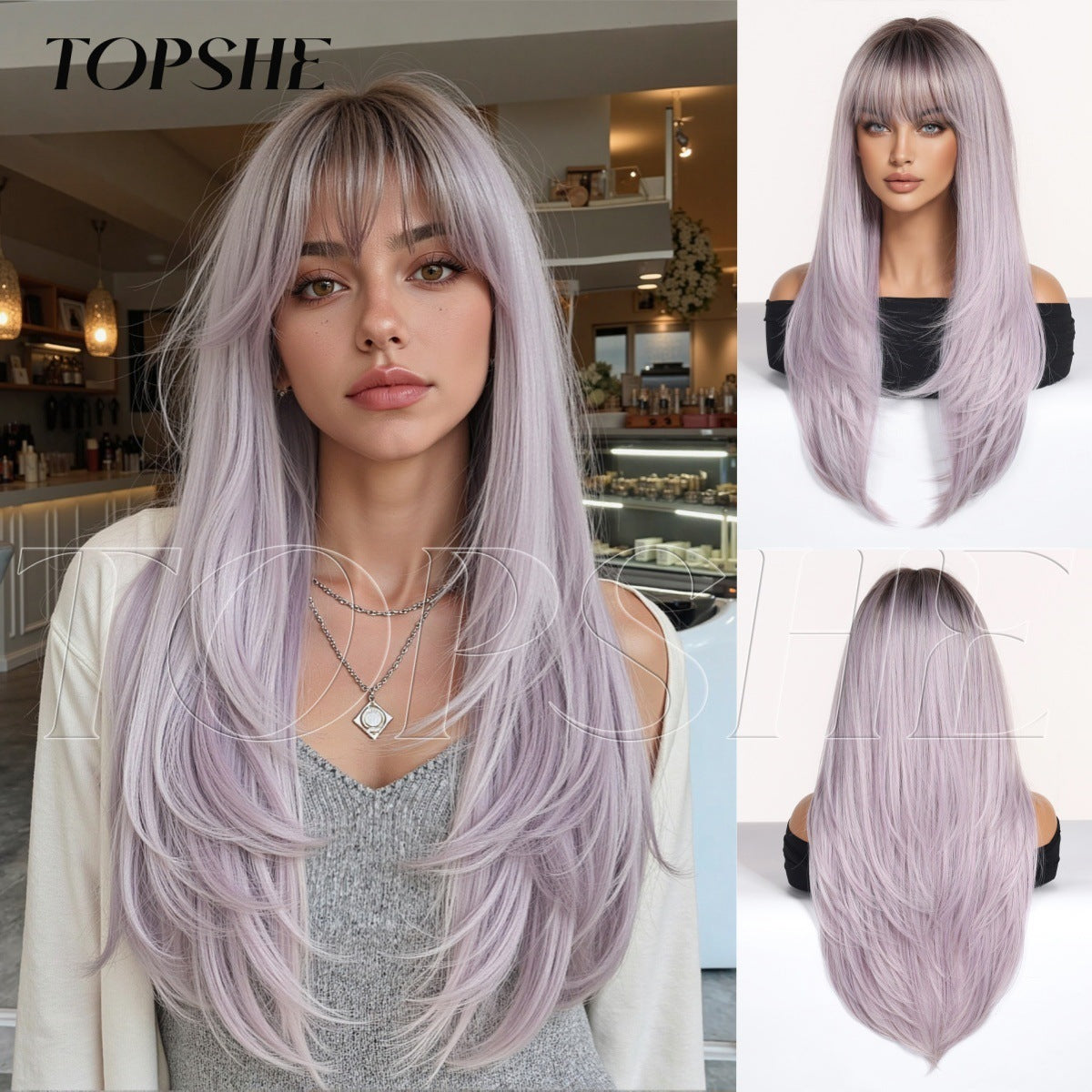 High Level Gradient Brown Hair Fashion Long Straight Wig
