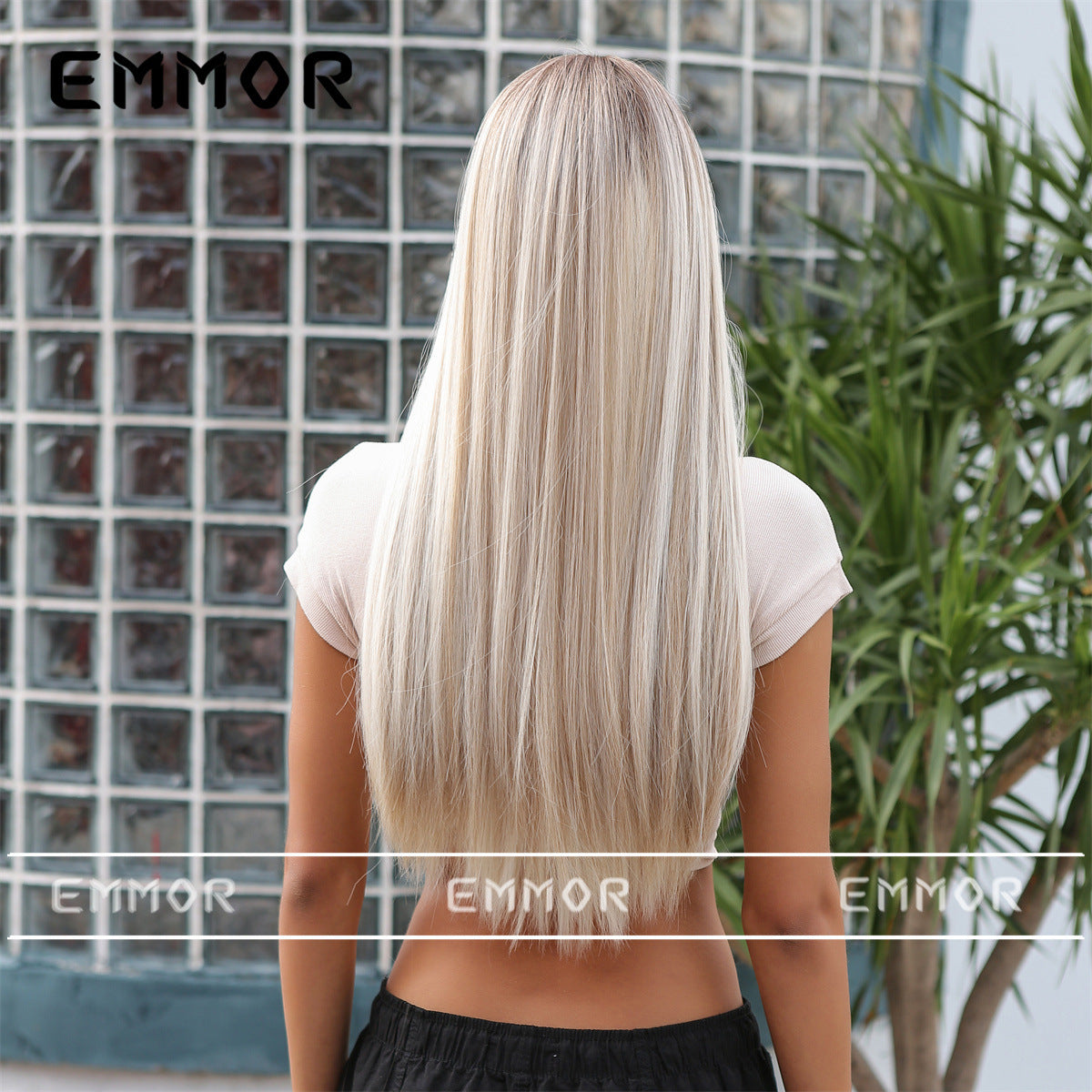 Female Natural Hair Full Top Fluffy Gradient Long Straight Wig