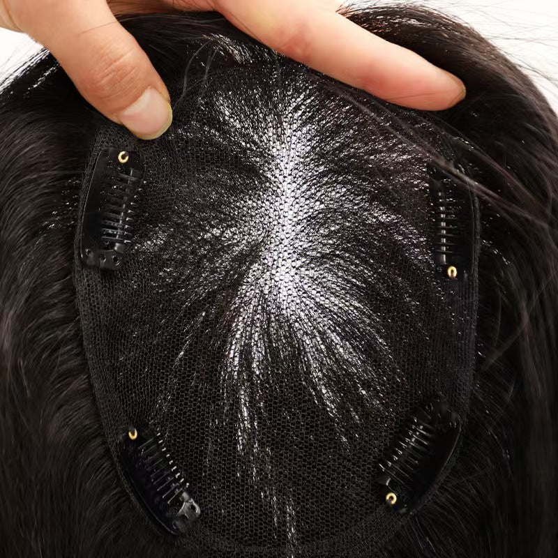 Women's Swiss Net Set Hand Woven Cover Gray Hair Human Top Wig