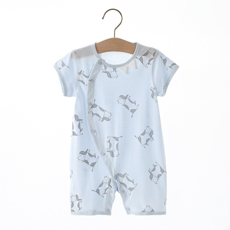 Thin Class Pure Cotton Boneless Short-sleeved Clothes Male Female Jumpsuit, Climbing Suit