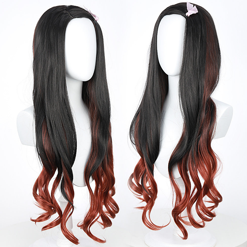 Anime Stove Door Dyed Gradient Long Hair Head Cos Wig