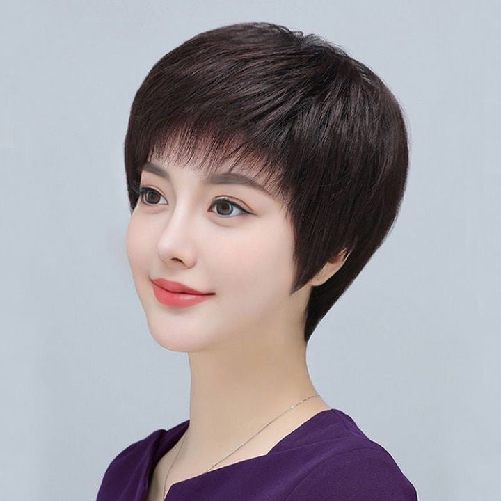 Top Short Texture Hot Fluffy Natural Covering Gray Real Hair Wig