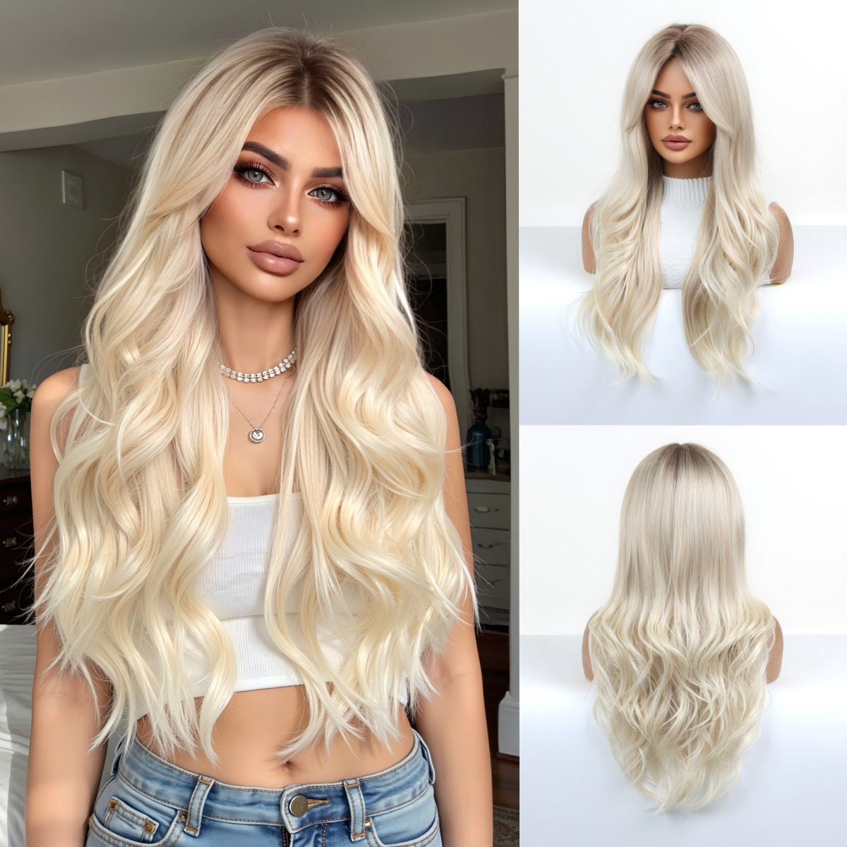 Medium Large Wave Mixed Color Light Wig Long Curls