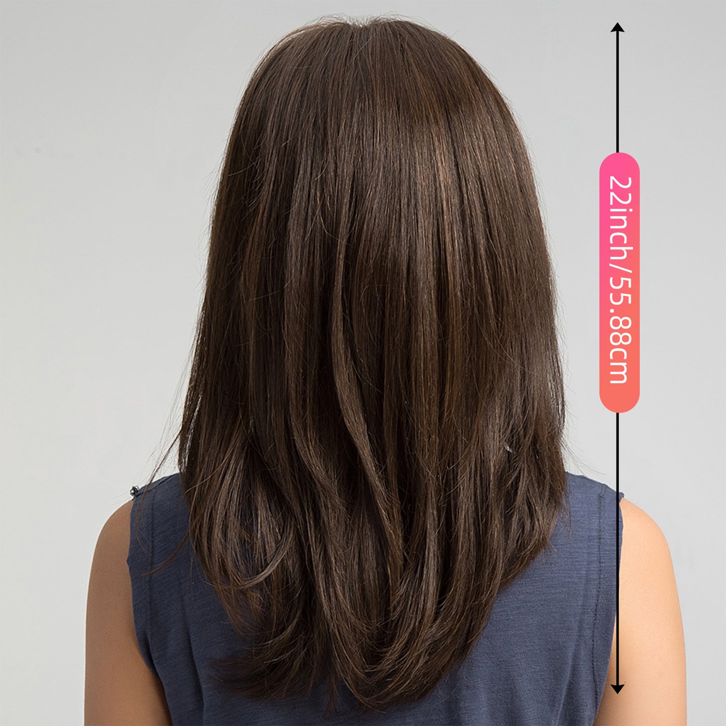 Brown Partial Hair Matte Fiber Age Reducing High Level Collarbone Long Straight Wig