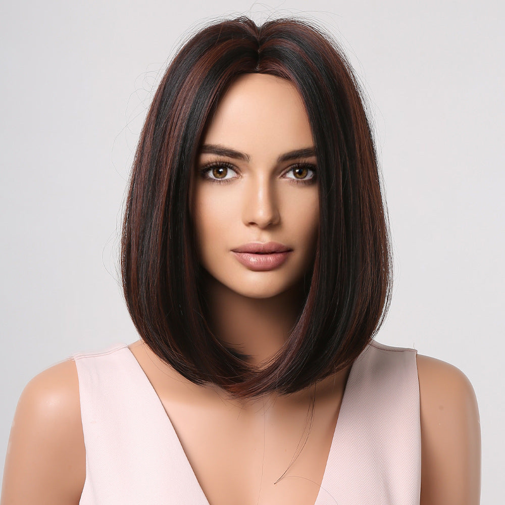 Female Fiber Summer Natural Color Head Wig Short Straight Hair