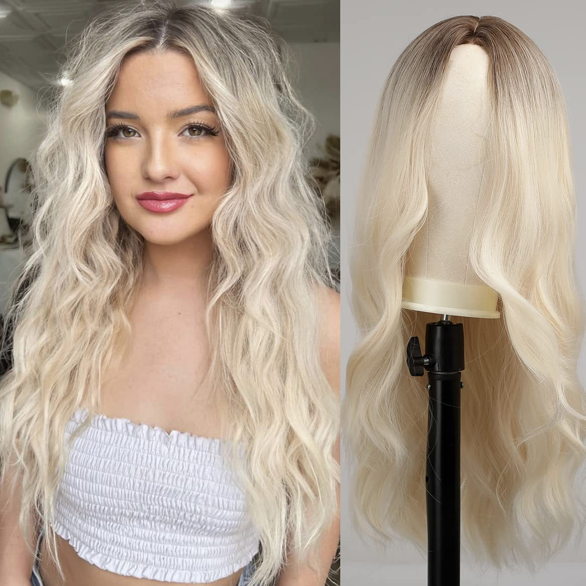 Women's Big Wave Curly Without Bangs Temperament Face Wig Long Curls