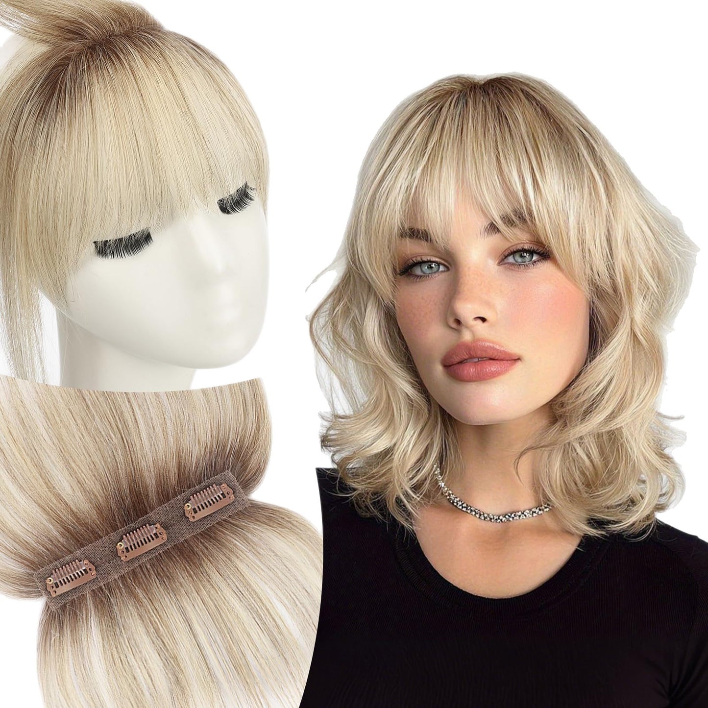 Bangs Convenient Cover Gray Light Air Real Hair Wig