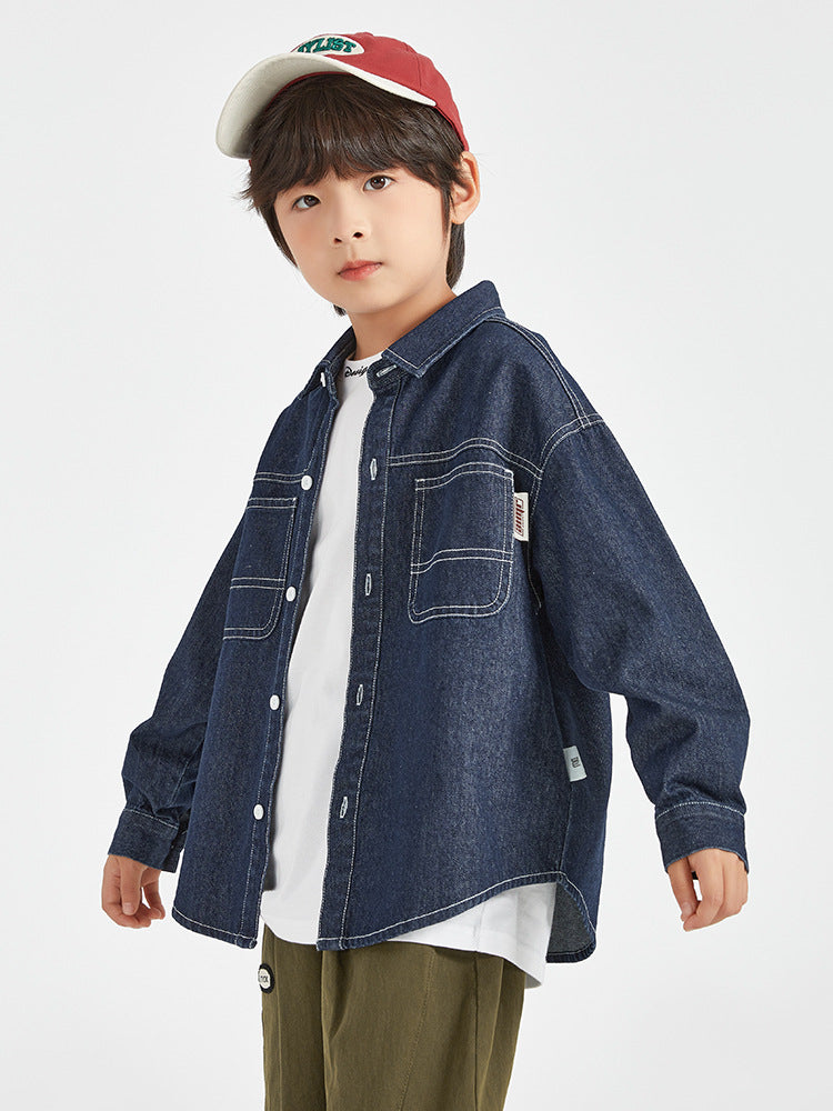 Children's Clothing Boy's Cowboy Autumn Coat Boy Teen Fashionable Long Sleeve Children's Shirt