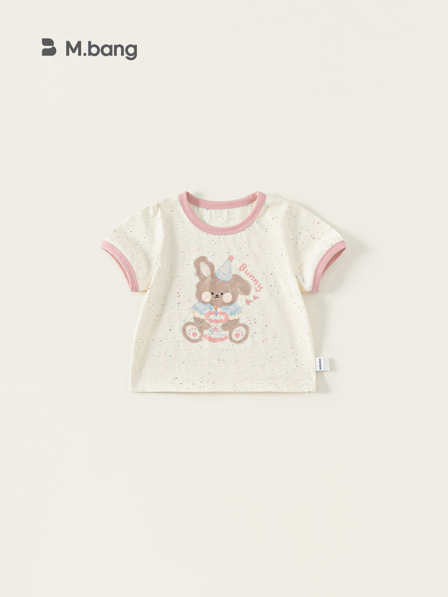 Children's Color Top Inner Wear Cute Bunny Printed Short Children's T-shirt