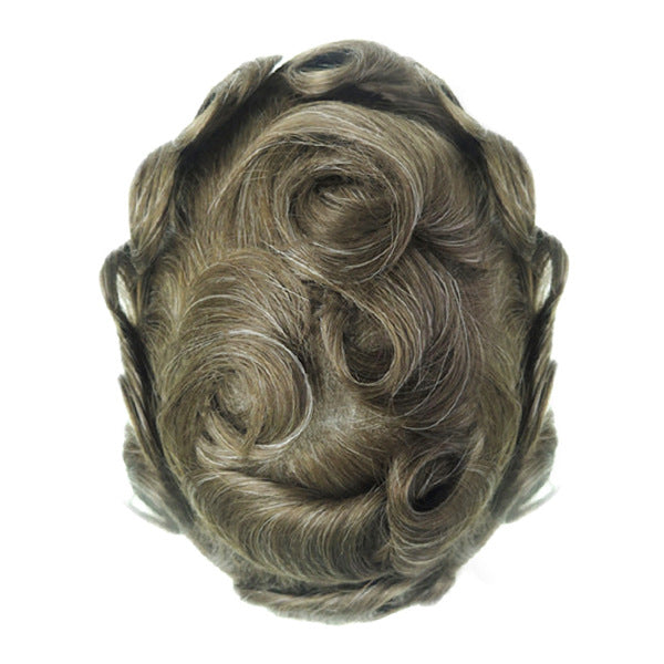 Men's Leather Hand Crochet V Needle Hairpiece Men's Wig