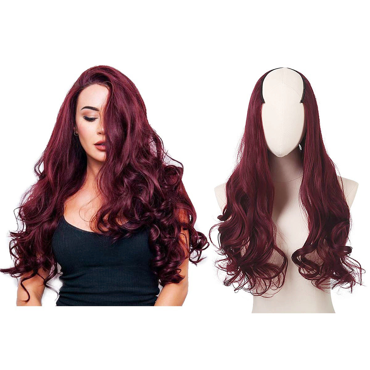 Female Long Curly Hair Big Wave Fluffy Natural U-shaped Wig