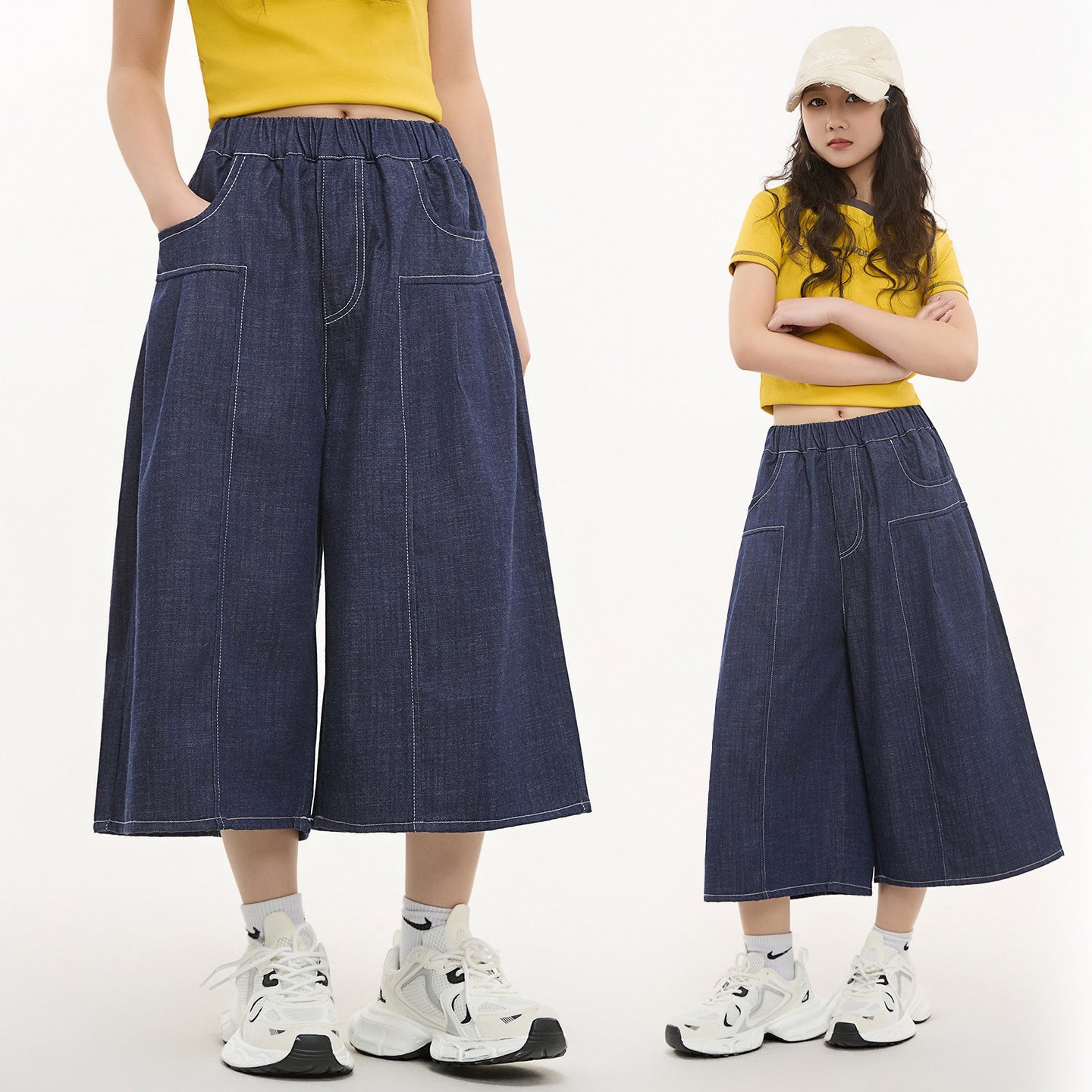Denim Cropped Summer Clothing Large Size Loose Thin Green Little Children's Pants