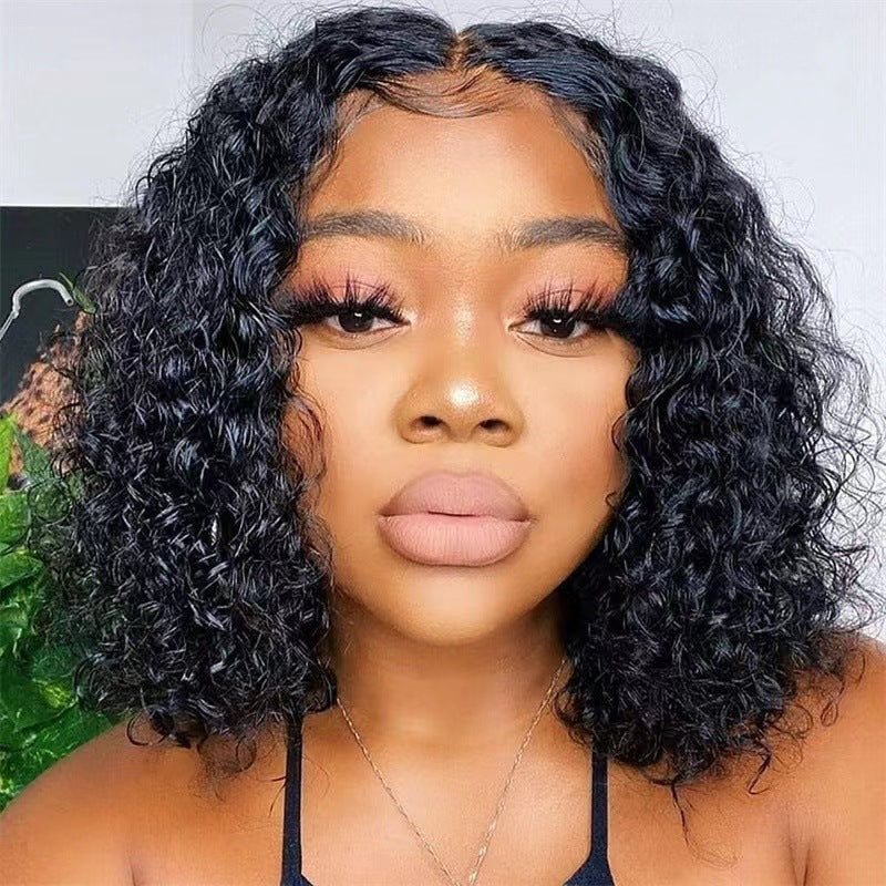 Fashion Head Cover Small Volume Afro Black Fluffy Synthetic Wig Short Curly Hair