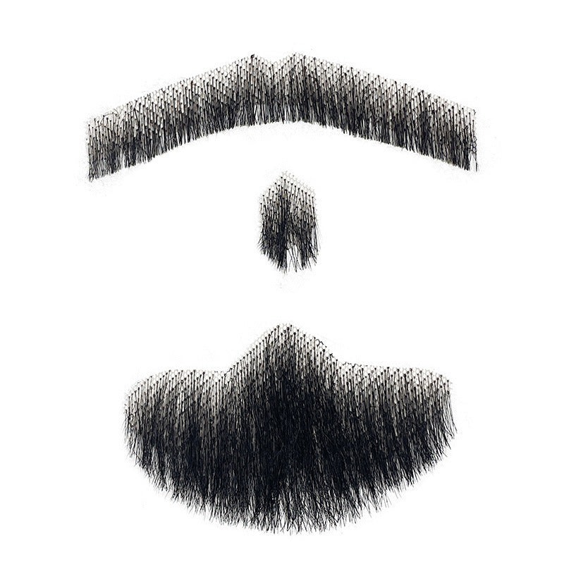 Men's Hand Woven Fake Seamless Human Hair Eyebrows Sideburns Film Television Men's Wig