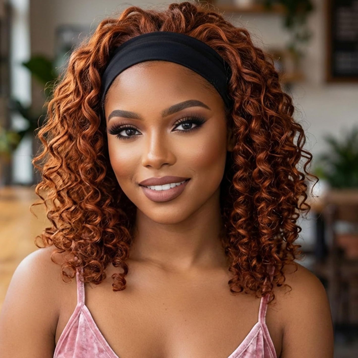 Women's Black Ice Ribbon Hand Wrapped Small Wig Short Curly Hair