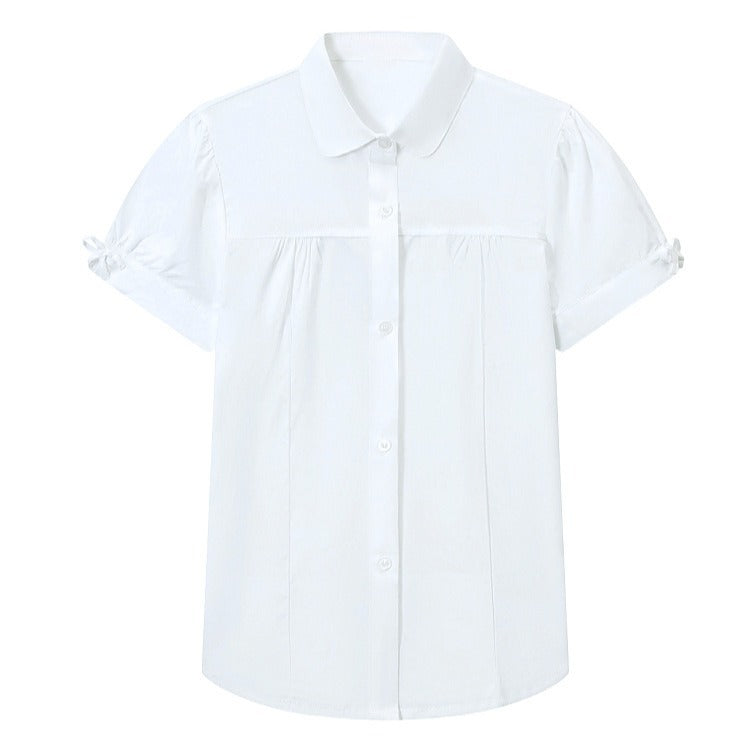Short-sleeved Solid Color For Middle Older Primary School Summer Children's Shirt