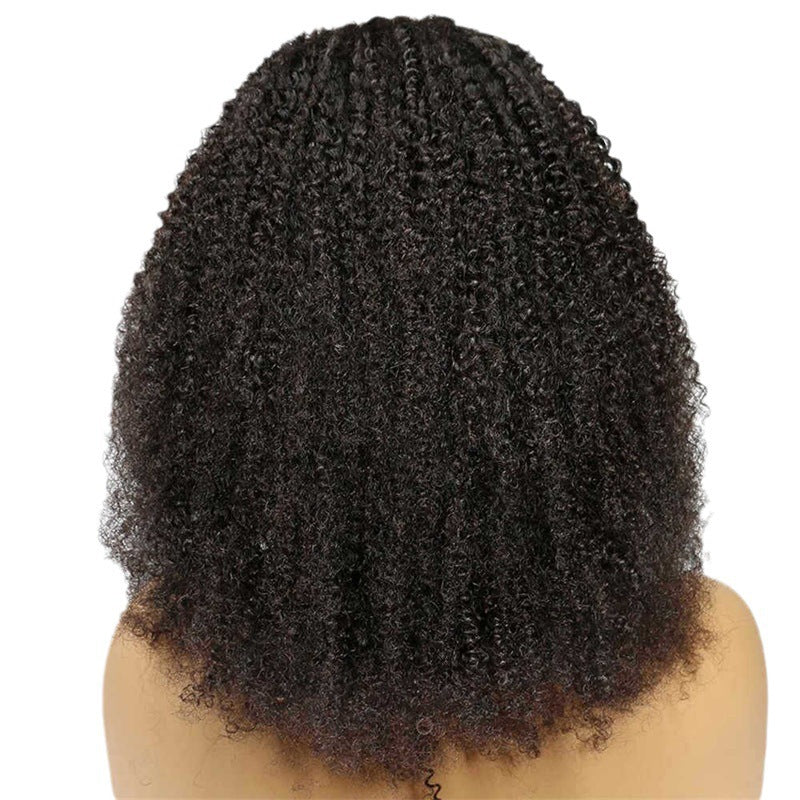 Women's Black Small Curly Medium Hair Short Wig Long Curls
