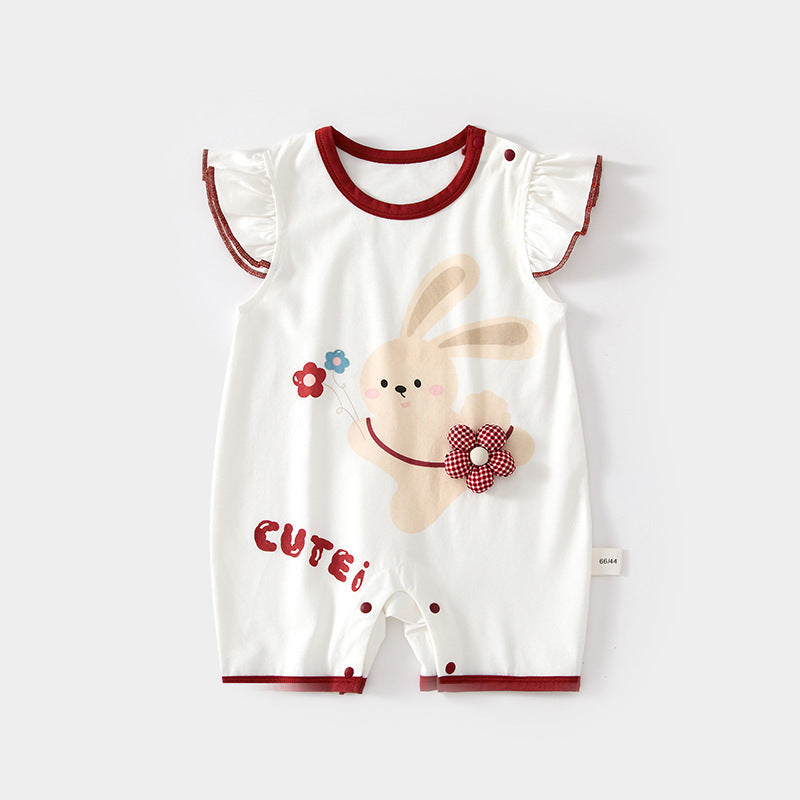 For Babies Summer Modal Short-sleeved Air Conditioning Jumpsuits Boneless Jumpsuit, Climbing Suit