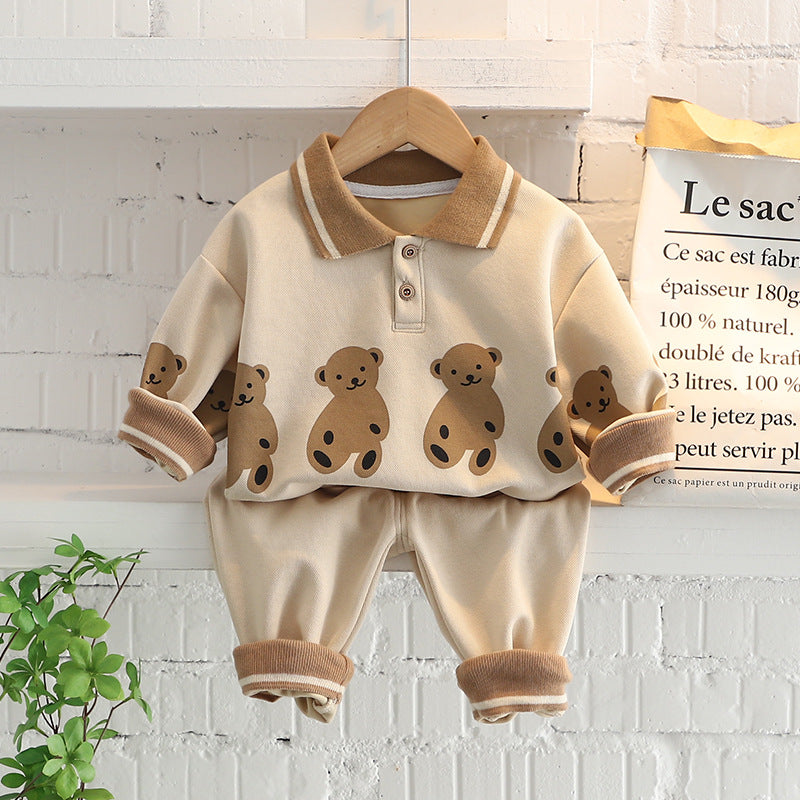 Children's Two-piece Cartoon Lapel Boys Autumn Clothing Children's Suit