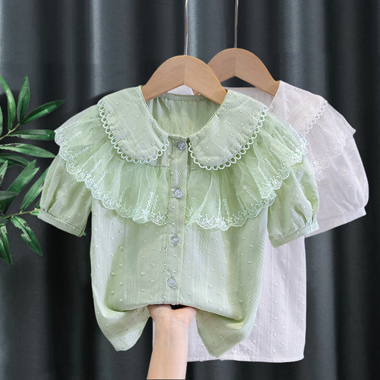 Children's Little Cotton Princess Peter Pan Collar Children's Shirt