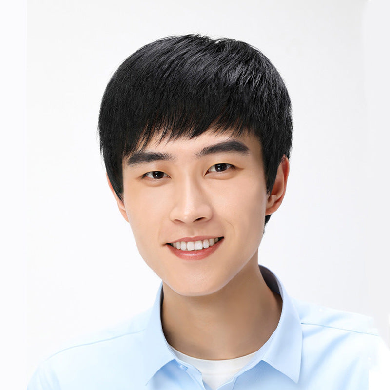 Men's Mechanism Head Cover Invisible Natural Real Hair Men's Wig