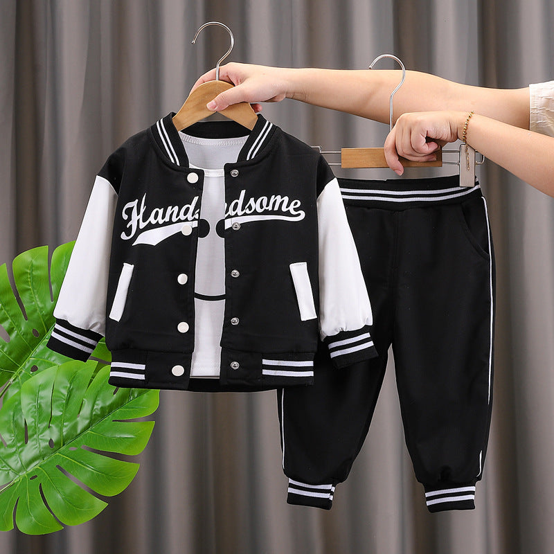 Jacket Autumn Clothes 2 Handsome Korean Style Two-piece Children's Suit